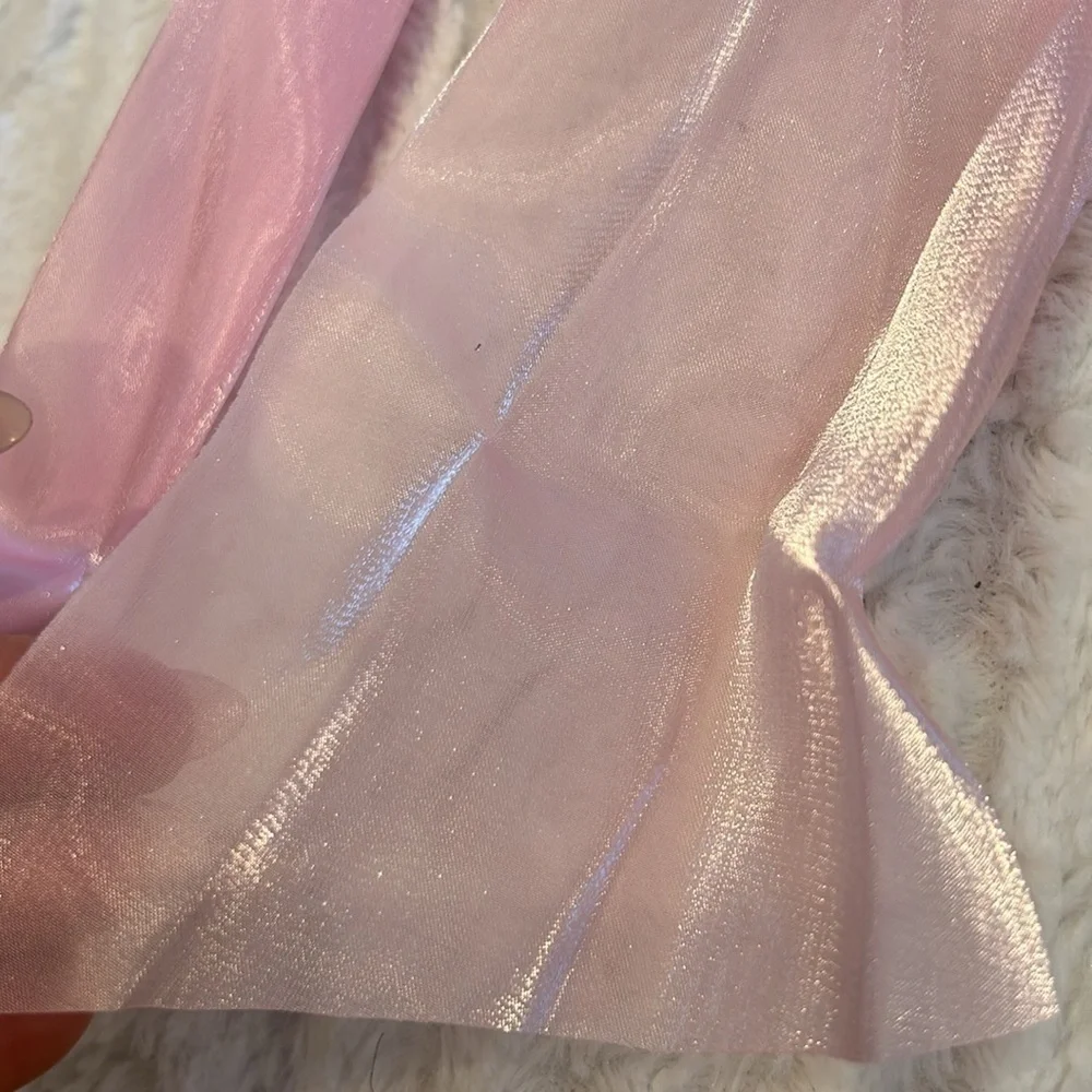 Brand new sugar thrills pink iridescent satin shimmer clip hair bow one size